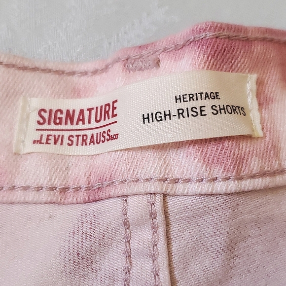 New Levi Strauss Signature Heritage High Rise 3" Pink Tie Dye Shorts Women's 12 - Picture 8 of 9